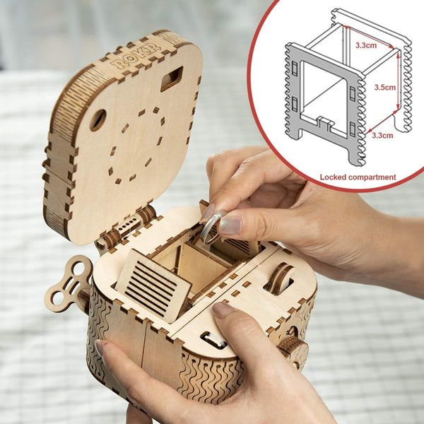 DIY 3D Treasure Box Wooden Puzzle, 123 PCS