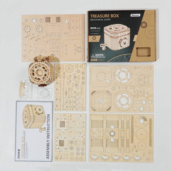 DIY 3D Treasure Box Wooden Puzzle, 123 PCS