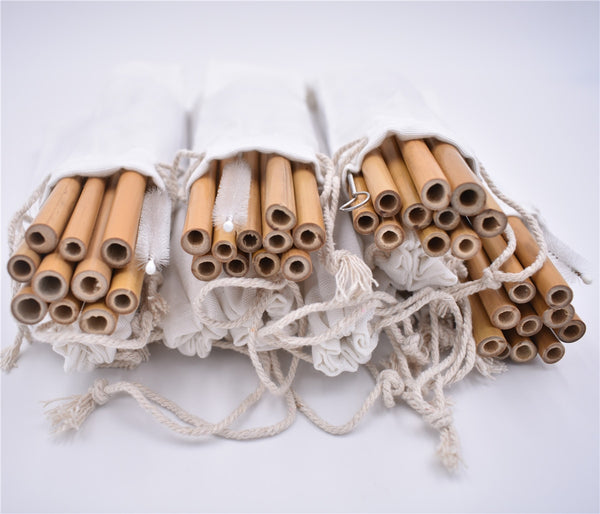 Reusable Organic Bamboo Wood Drinking Straws (10 Pc)
