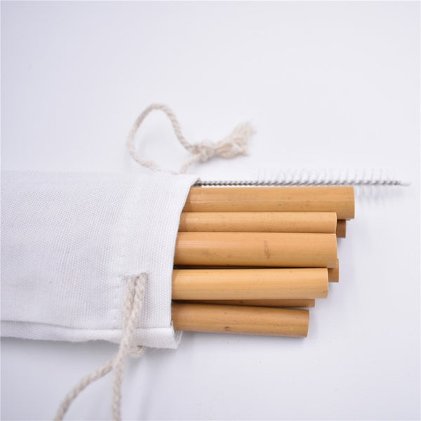 Reusable Organic Bamboo Wood Drinking Straws (10 Pc)