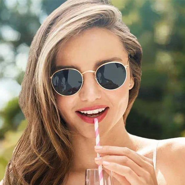 Oval Sunglasses  Small Metal Frame