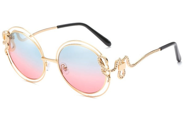 Round Snake Design Rhinestone Sunglasses