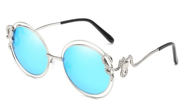 Round Snake Design Rhinestone Sunglasses