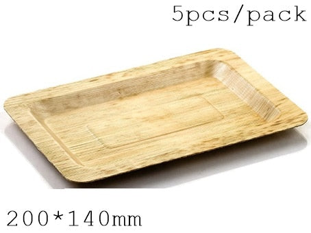 Disposable Eco-Friendly Bamboo  Tableware (200 X 140 mm, 5 PC/Pack)