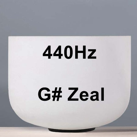 8 inch Note G Quartz 440 Hz Chakra Frosted Quartz Crystal Singing Bowl + Rubber Sticker