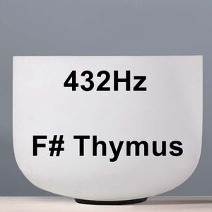 8 inch Note F Thymus Quartz 432 Hz Chakra Frosted Crystal Singing Bowl + Rubber Sticker