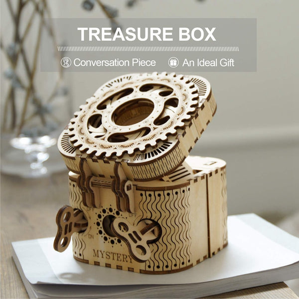 DIY 3D Treasure Box Wooden Puzzle, 123 PCS