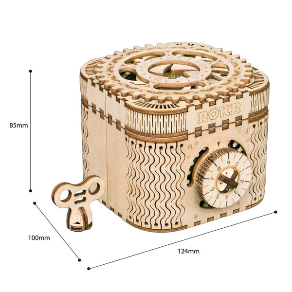 DIY 3D Treasure Box Wooden Puzzle, 123 PCS
