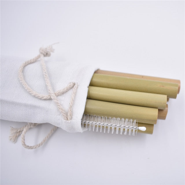Reusable Organic Bamboo Wood Drinking Straws (10 Pc)
