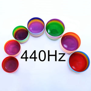 6-12" Set of 7pcs Note CDEFGAB Frosted Quartz 440 Hz Rainbow Chakra Crystal Singing Bowls