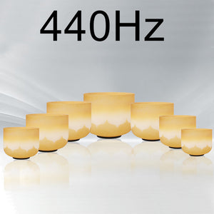 6-12" Set of 7pcs Note CDEFGAB Frosted Quartz 440 Hz Lotus Chakra Crystal Singing Bowls