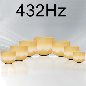 6-12" Set of 7pcs Note CDEFGAB Frosted Quartz 432 Hz Lotus Chakra Crystal Singing Bowls