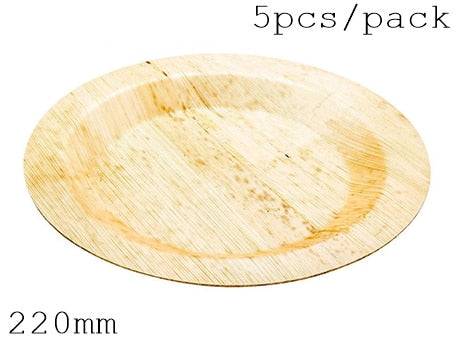 Disposable Eco-Friendly Bamboo  Tableware (220 mm, 5 PCs/Pack)
