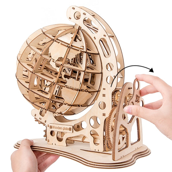 DIY Rotatable 3D Globe Laser Cutting Wooden Puzzle, 147 PCS