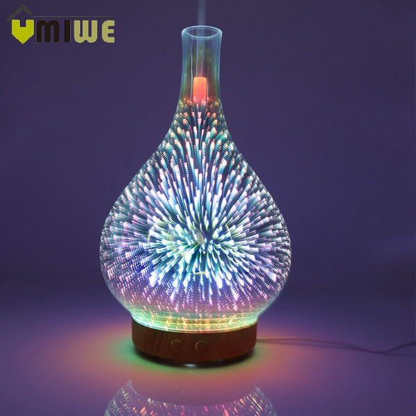 3D Fireworks Essential Oil Aromatherapy  Diffuser night lamp