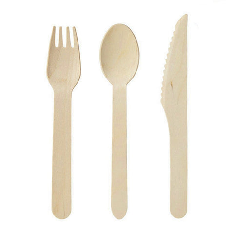 Wooden cutlery 150 pack -forks(50), knives(50) and spoons(50)
